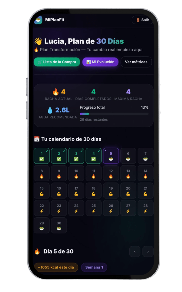 MiPlanFit App Mobile Preview